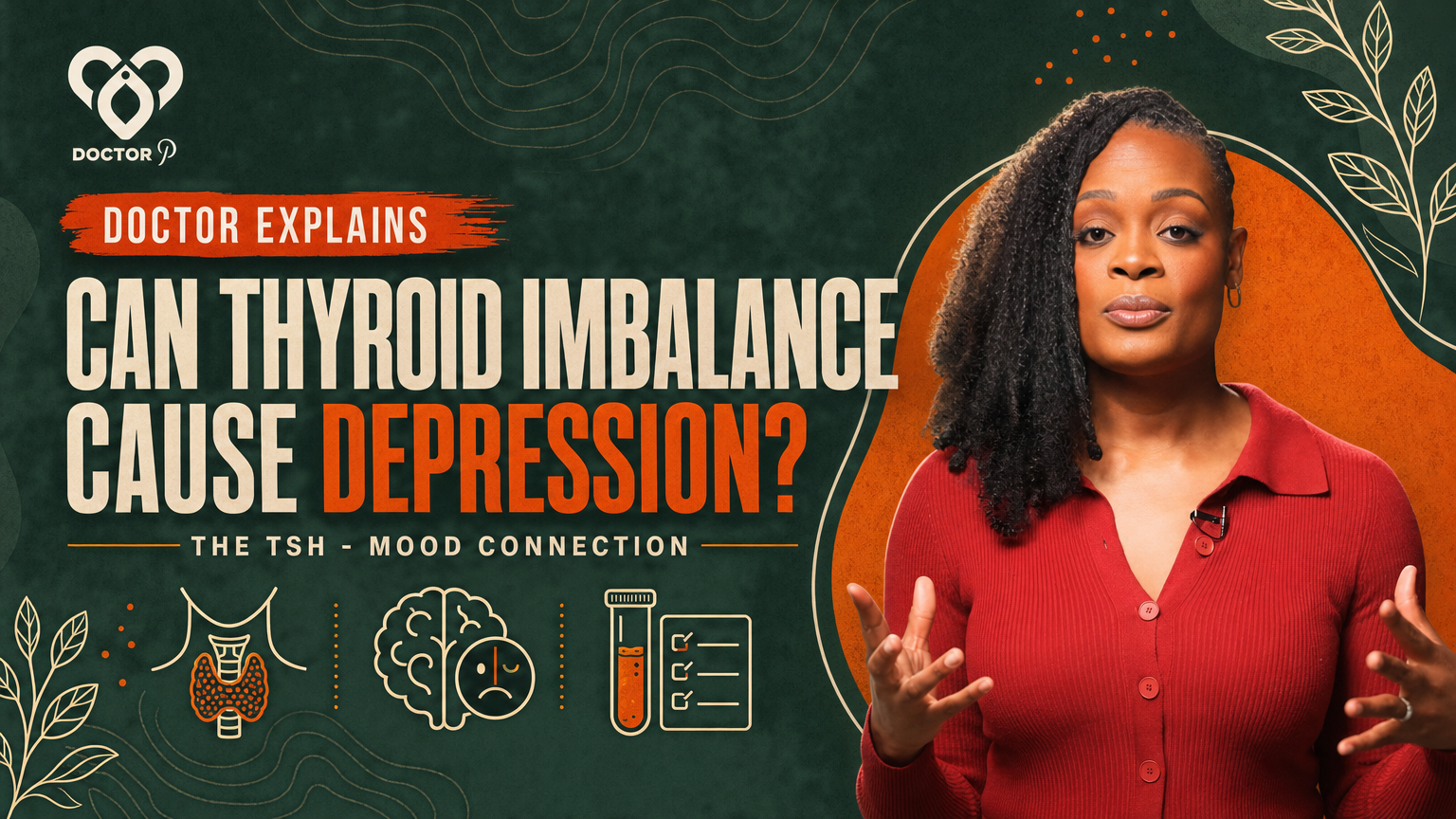 Doctor P gesturing while explaining the thyroid-depression connection, cover image for the deep dive on whether thyroid imbalance can cause depression