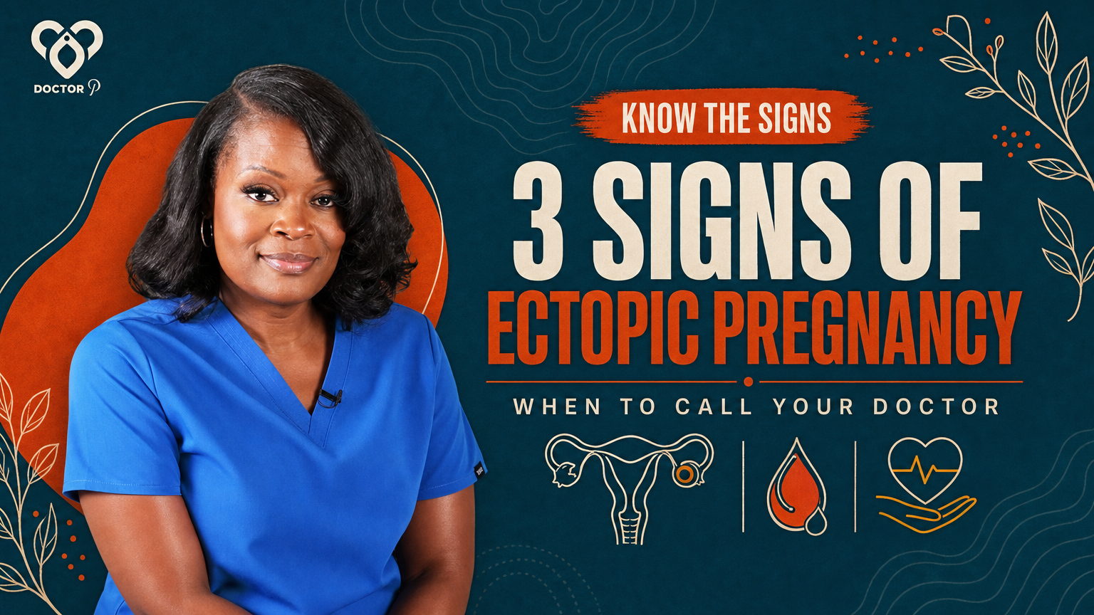 Doctor P looking directly at the camera with a calm, confident expression, cover image for the deep dive on the 3 signs of an ectopic pregnancy.