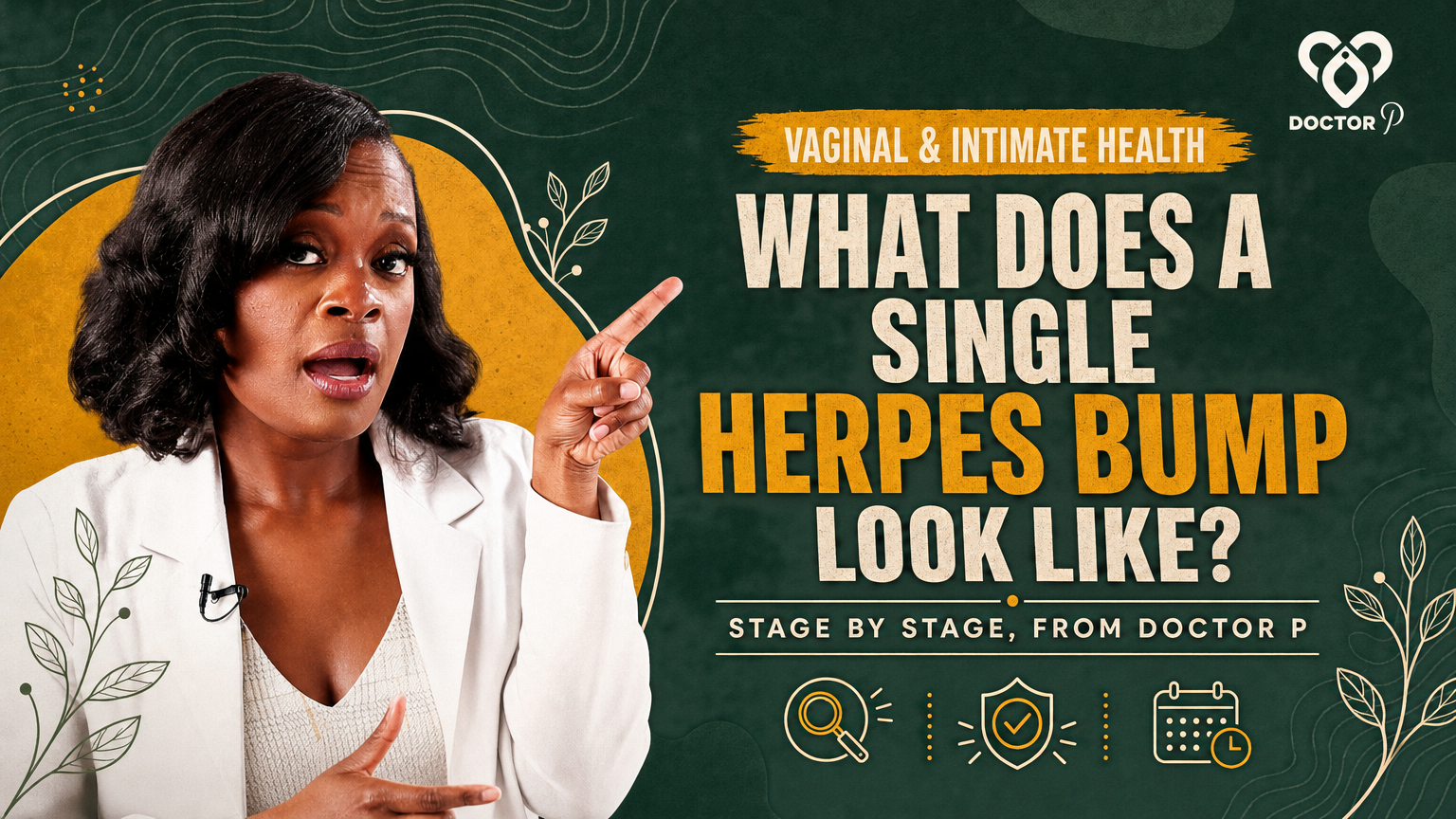 Doctor P pointing while explaining what a single herpes bump looks like, cover image for the deep dive on herpes bump stages and recognition.